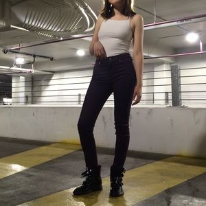 Sleek purple skinny jeans